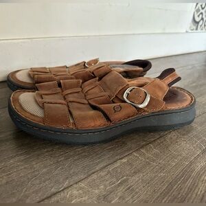 Born Brown Leather Fisherman Sandals Size 9